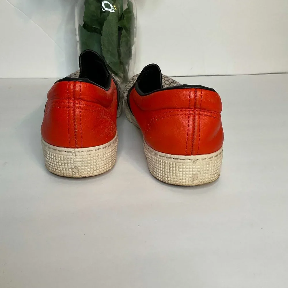 Kurt Geiger Red Leather & Snakeskin Slip-On Sneakers